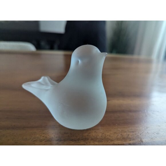 Frosted Clear Glass Bird Figurine Paperweight - Picture 12 of 13
